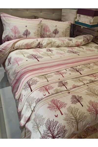 ŞENER HOME Set cuvertură dublu elastic cu model Arborele vieții - Trandafir u...