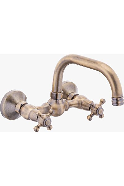 İSAOĞLU YAPI Antik Gold Evye Bataryası Duvardan Çıkışlı Batarya Armatür Vinta...