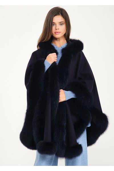 janbely Navy Blue Poncho