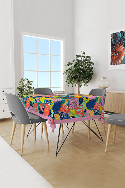 Moud's Colorful Leaves Patterned Suede Carefree Tablecloth