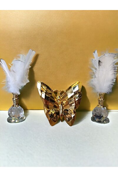 liveisthome Dekoratif İkili Kelebek ve Tekli Tüy Seti