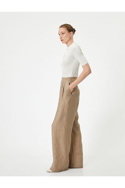 Koton Faltenhose mit Palazzo-Schnitt und normaler Taille, Taschendetail