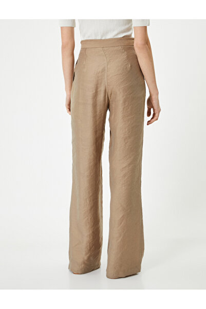 Koton Bol Paça Palazzo Pantolon Normal Bel Cep Detaylı Pileli