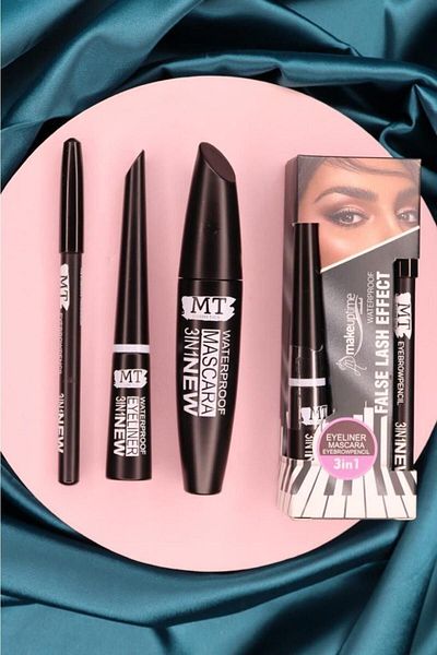 Makeuptime 3 In 1 Waterproof Mascara & Pen & Eyeliner Set