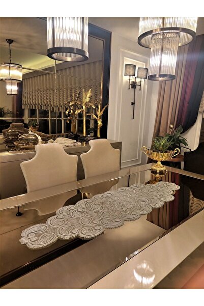 CAMİNHO DA LUA Damla Runner Салонний стіл Скатертина Французька мереживна весільна сервіровка Сіра