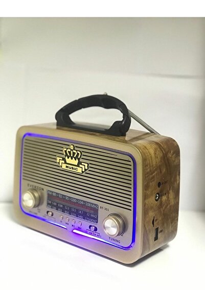 EVERTON  RT-301 Ahşap Nostaljik Görünümlü Bluetoothlu USB-SD Card Mp3 Çalar Radyo Müzik Kutusu