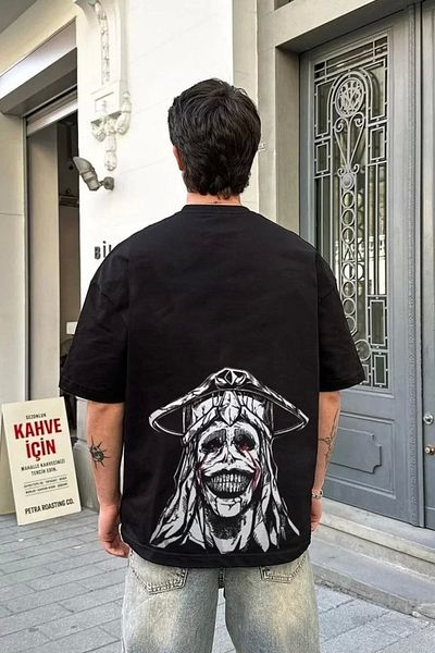 Mirage Black Unisex Oversize Crew Neck Printed T-Shirt