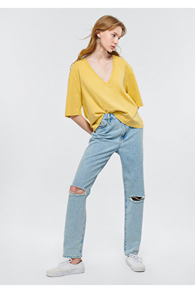 Mavi Women's Happy Distressed Blue Ripped Jean Trousers 101453 -84409