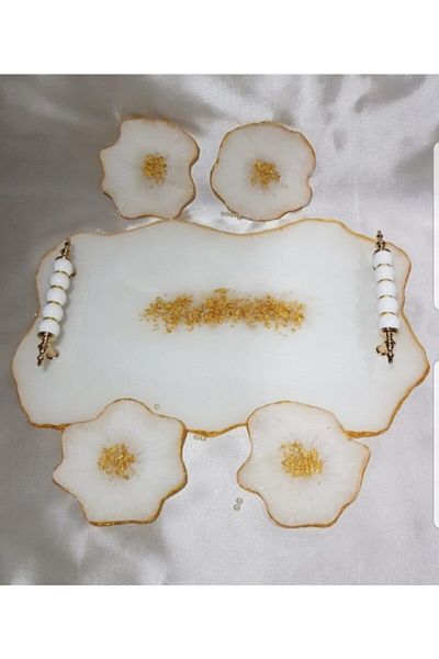 Lemur Sineklik Sultan Epoxy Tray and Coaster Set