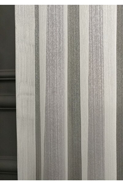 Evdepo Home Crown Thin Striped, Extrafor Drawstring, Pleatless Tulle Curtain