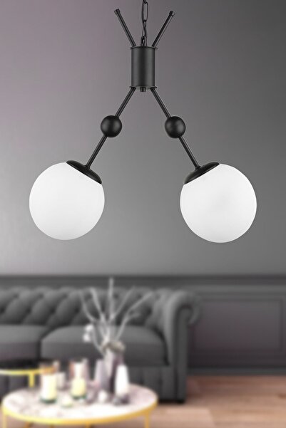 Begüsa Delf 2.li Avize Siyah Beyaz Cam