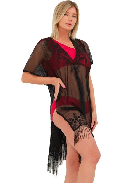 Argisa Floral Patterned Beach Dress Pareo 9016 Black