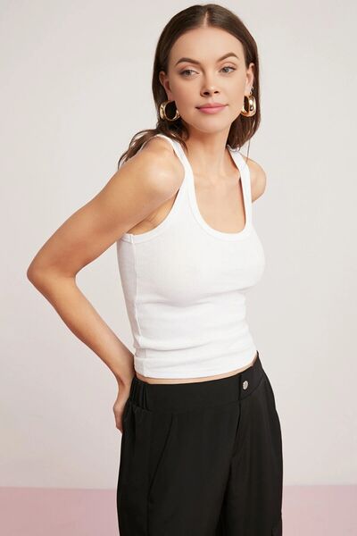 VODENS Γυναικείο εσώρουχο με λευκή ριμπ εμφάνιση με χοντρό λουράκι Basic