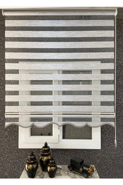 yağmur zebra Gri Renk Ev Ofis Zebra Stor Perde ( Etek Dilimli)