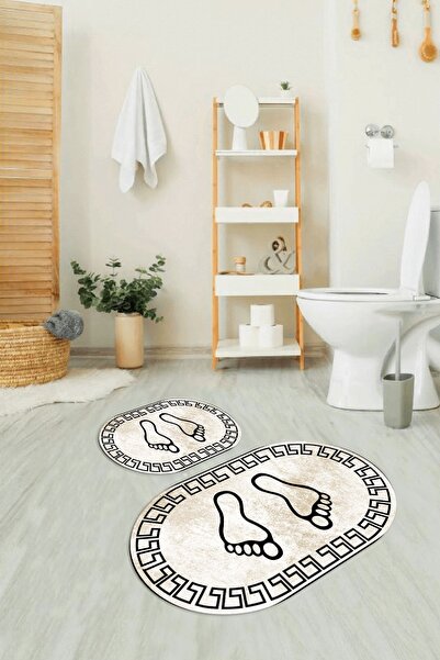 Napoli Home Set de toaletă oval cu model pentru picioare, lavabil, anti-alune...