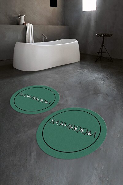 Napoli Home Set de baie rotund dublu pentru baie, lavabil, cu bază anti-alune...