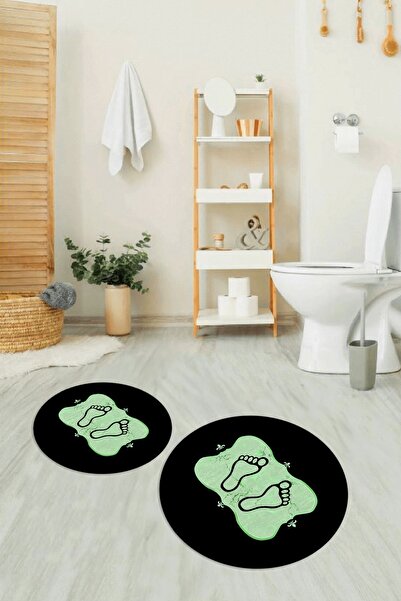 Napoli Home Цифрово отпечатан, неплъзгащ се, измиваем комплект за баня с кръг...