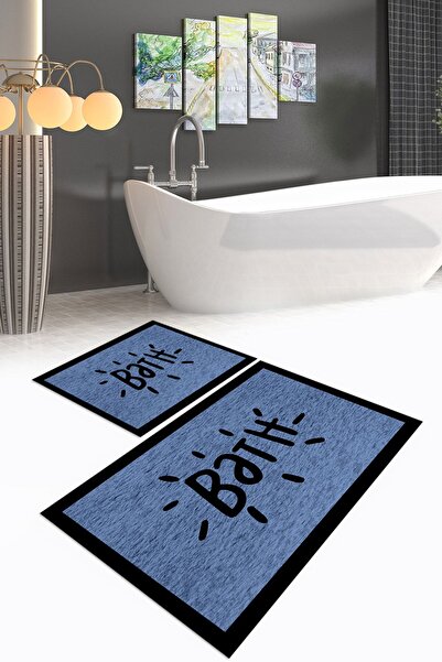 Napoli Home Set de baie digital cu imprimeu anti-alunecare, lavabil, set de b...