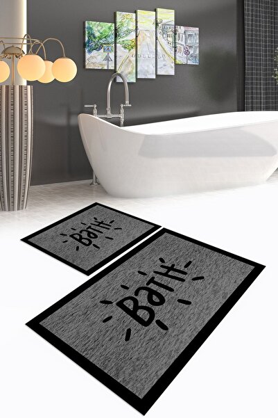 Napoli Home Set de baie digital cu imprimeu anti-alunecare, lavabil, set de b...