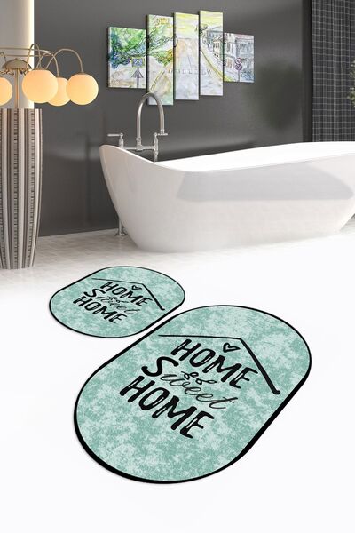 Napoli Home Ψηφιακό με τύπωμα Αντιολισθητικό Πλενόμενο Σετ Μπάνιου Οβάλ Σετ Τ...