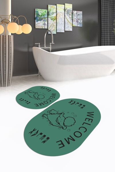 Napoli Home Ψηφιακό με τύπωμα Αντιολισθητικό Πλενόμενο Σετ Μπάνιου Welcome Ov...