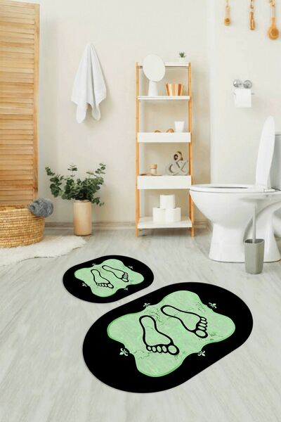 Napoli Home Set de toaletă oval cu model pentru picioare, lavabil, anti-alune...