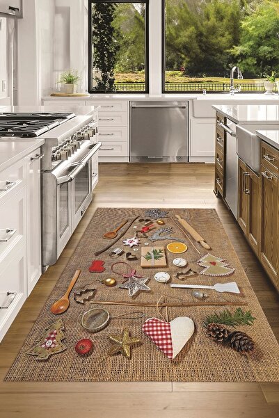 Napoli Home 3D Dijital Baskılı Kaymaz Taban Yıkanabilir Renkli Modern Mutfak ...