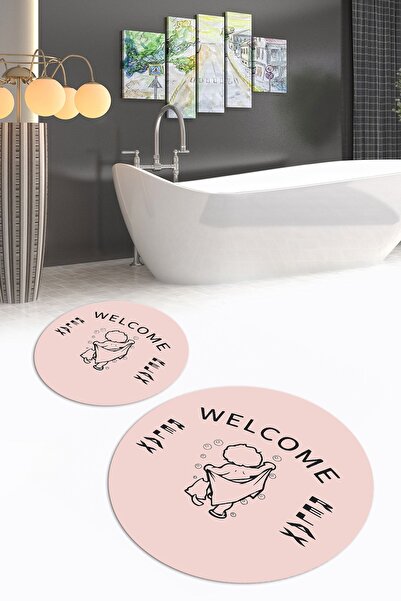 Napoli Home Цифрово отпечатан, неплъзгащ се, измиваем комплект за баня Welcom...