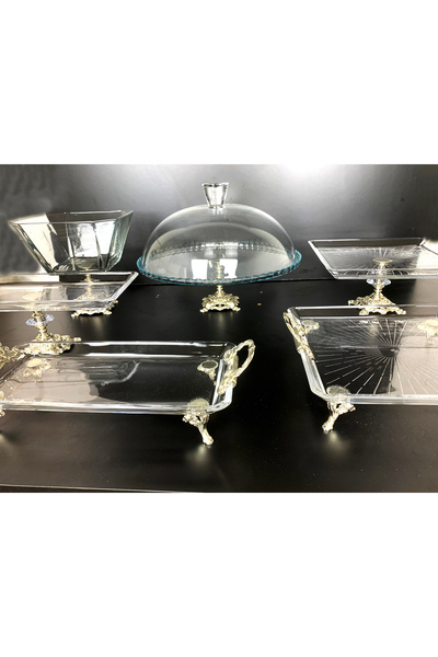 Elta Collection 6 PARCA DÖKÜM AYAKLI  GÜMÜŞ CAM SUNUMLUK
