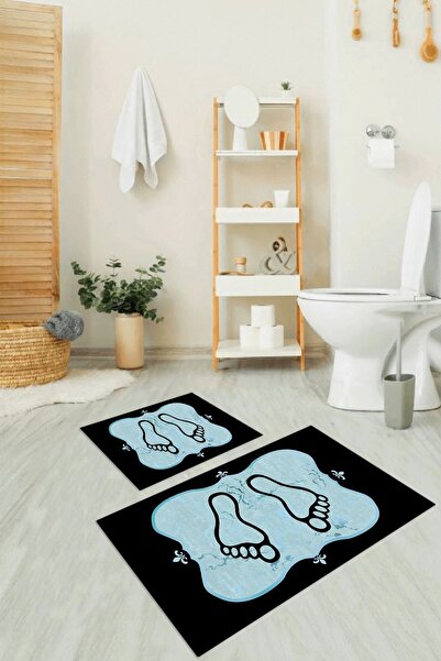 Napoli Home Set de toaletă digital cu imprimeu anti-alunecare, lavabil, cu mo...