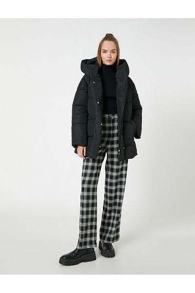 Koton Puffer Jacket Stand límeček kapsa Detailní zapínání na patentky