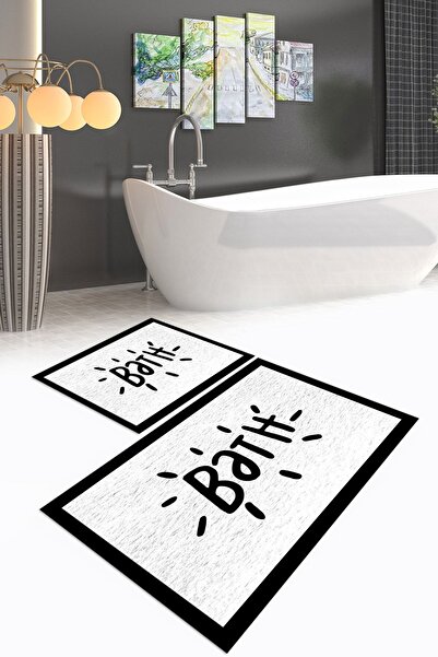 Napoli Home Set de baie digital cu imprimeu anti-alunecare, lavabil, set de b...