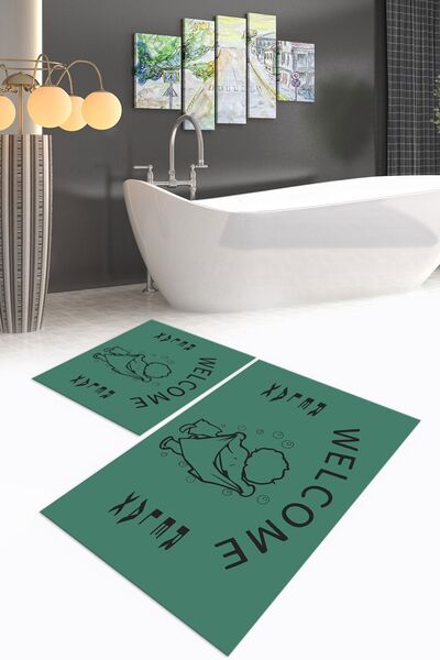 Napoli Home Ψηφιακό με τύπωμα Αντιολισθητικό Πλενόμενο Σετ Μπάνιου Welcome Δι...