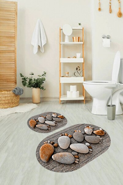 Napoli Home Set de toaletă ovală, lavabil, cu bază anti-alunecare 3D Digital ...