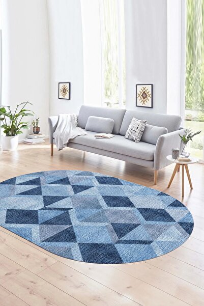 Alkilim Dijital Kaymaz Yıkanabilir Modern Desen Oval Yolluk Mutfak Salon Halı...