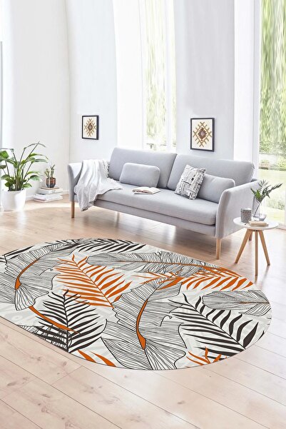 Alkilim Dijital Kaymaz Yıkanabilir Modern Desen Oval Yolluk Mutfak Salon Halı...