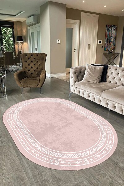 Alkilim Dijital Baskılı Kaymaz Taban Yıkanabilir İskandinav Oval Salon Halısı...
