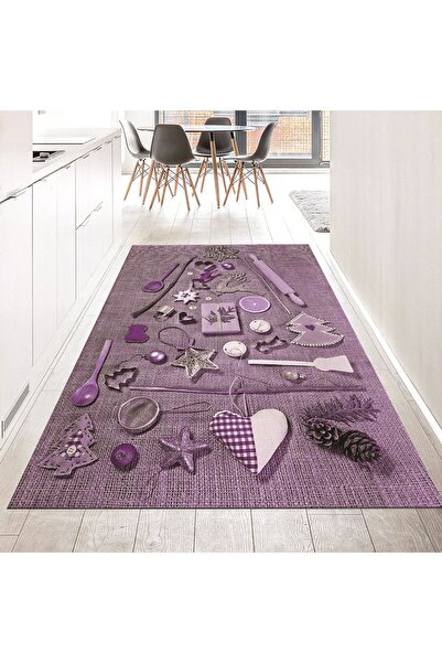 Viyana Home Dijital Baskılı Kaymaz Taban Yıkanabilir Mutfak Halısı Yolluk, V-...