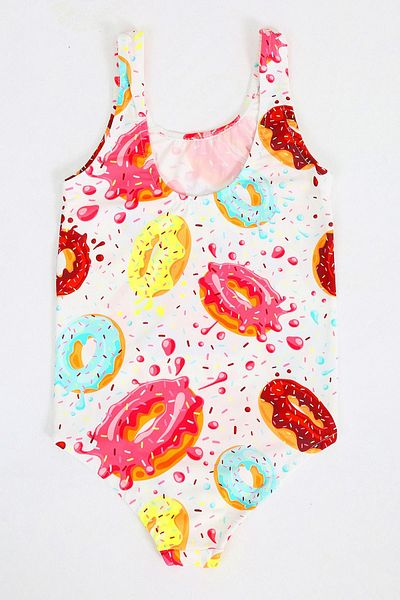 Papiş Girls' Swimsuit Cute Panda Teddy Bear Donut Pattern Comfortable Quick Dry Swimsuit Sea Pool Beach Swimsuit