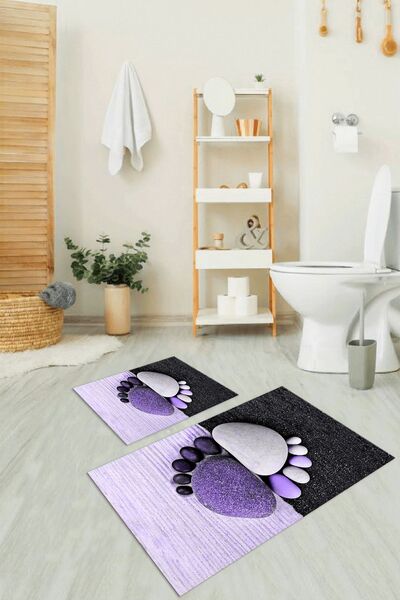 Napoli Home Set de toaletă 3D Digital cu imprimeu cu bază anti-alunecare, lav...