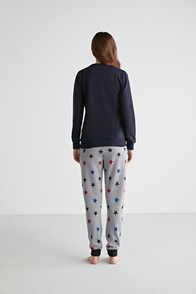 U.S. Polo Assn. - Kadın Lacivert Patlı Pijama Takımı 16958