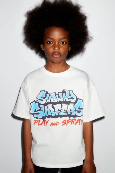 GIA - ART Λευκό μπλουζάκι για αγόρια με στάμπα The Champ Subway Surfers Play ...