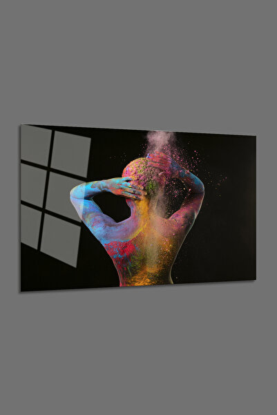 BV DEKOR ΠΟΛΥΧΡΩΜΗ ΠΟΥΔΡΑ ΜΑΥΡΟ ΓΥΑΛΙ ΜΕ ΘΕΜΑ ΤΗΝ ΓΥΝΑΙΚΑ ΟΡΙΖΟΝΤΙΑ ΓΥΑΛΙΝΗ Ζ...