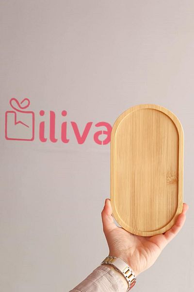 İLİVA Bamboo Oil Pot Stand - Soap Dish Stand - Multi-Purpose Presentation Holder