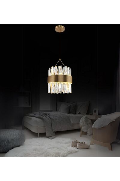 RONİSU AYDINLATMA Roxy 13'lü Sarkıt Taşlı Led Avize  Kristal Taş Salon Otel L...