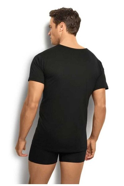 tubgen Men's Black Cotton V-Neck Jiber Tank Top Set of 3 - 112