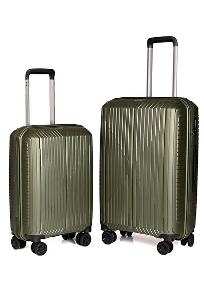 Wander A728 Polipropilen Kırılmaz 2'Li Valiz Seti Haki Orta Boy Kabin Boy