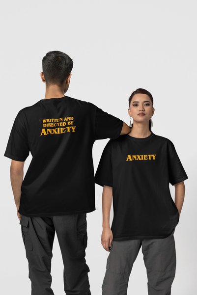 Harmandar T-shirt мајица Oversize kroj кроја, бела, са Štampano анксиозности ...