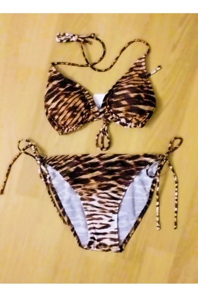 Sunsurf Σετ Μπικίνι Τρίγωνο - Λεοπάρ στάμπα και κορδόνι