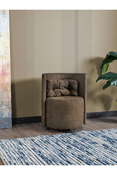 Meşe Home Elisa Tek Kişilik Minderli Tekerlekli Silinebilir Kumaş Konforlu Uygun Sandalye